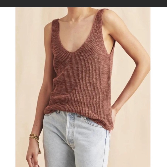 Faherty Tops - Faherty Out East Sweater Tank in Russet Linen Cotton Blend Small